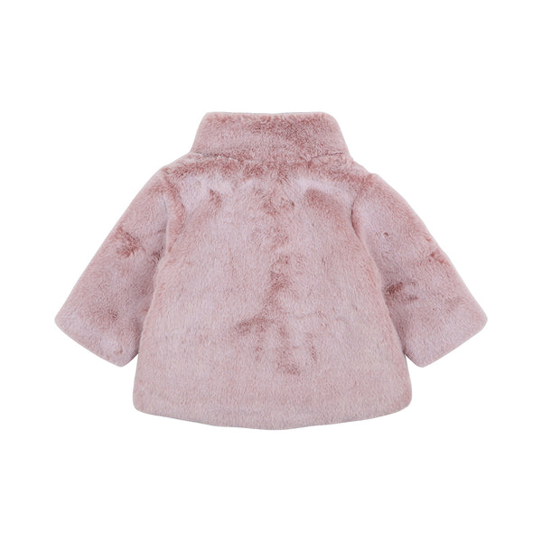 Bebe Esme Faux fur coat in dusky pink