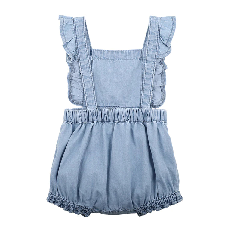 Fox & Finch wildflower chambray romper light indigo in blue