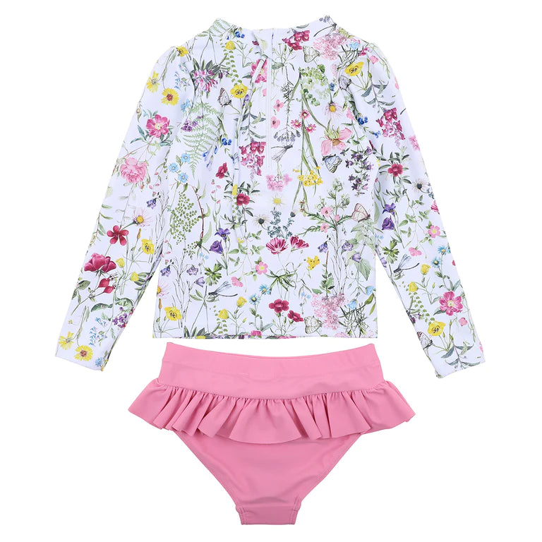 Minihaha Eden LS Rashie Set in Eden print white