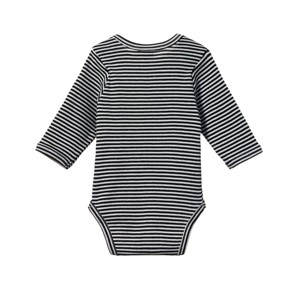 Nature Baby long sleeve Navy Stripe bodysuit