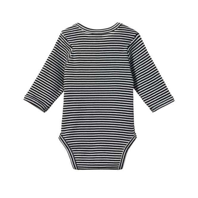 Nature Baby long sleeve Navy Stripe bodysuit
