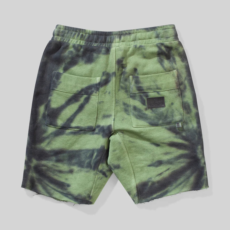 Munster Kids tagged shorts in green dye