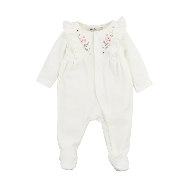 Bebe esme velour onesie in cream