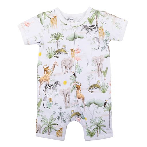 Bebe Lucas Safari ss zip romper in multi colour