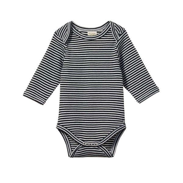 Nature Baby long sleeve Navy Stripe bodysuit