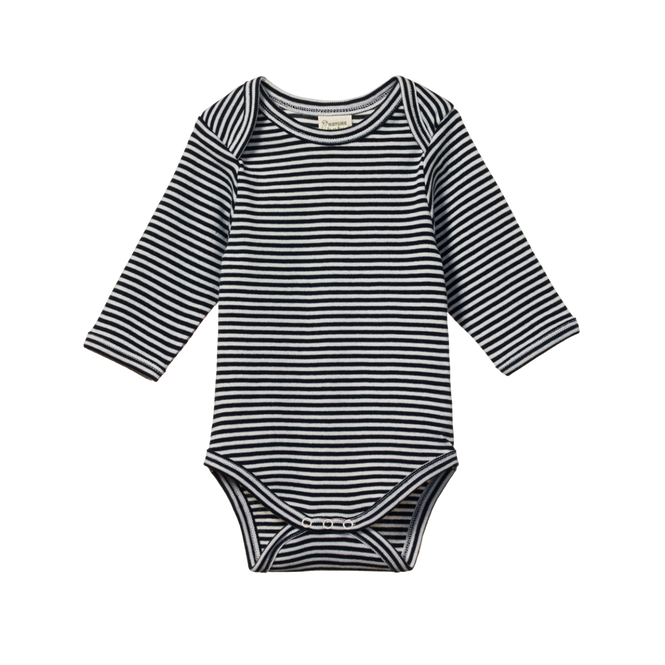 Nature Baby long sleeve Navy Stripe bodysuit