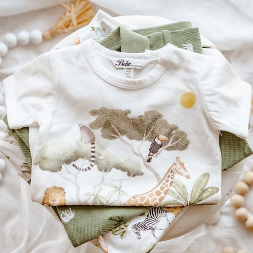 Bebe Lucas safari ss romper in cloud
