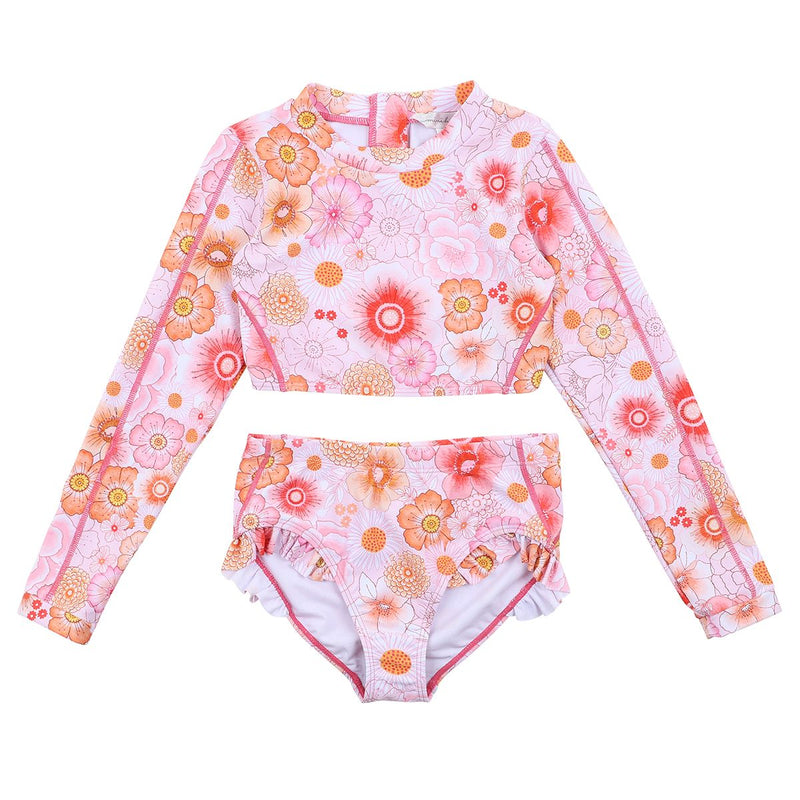 Minihaha Rae Cropped Rashie set swimsuit rae print in pink