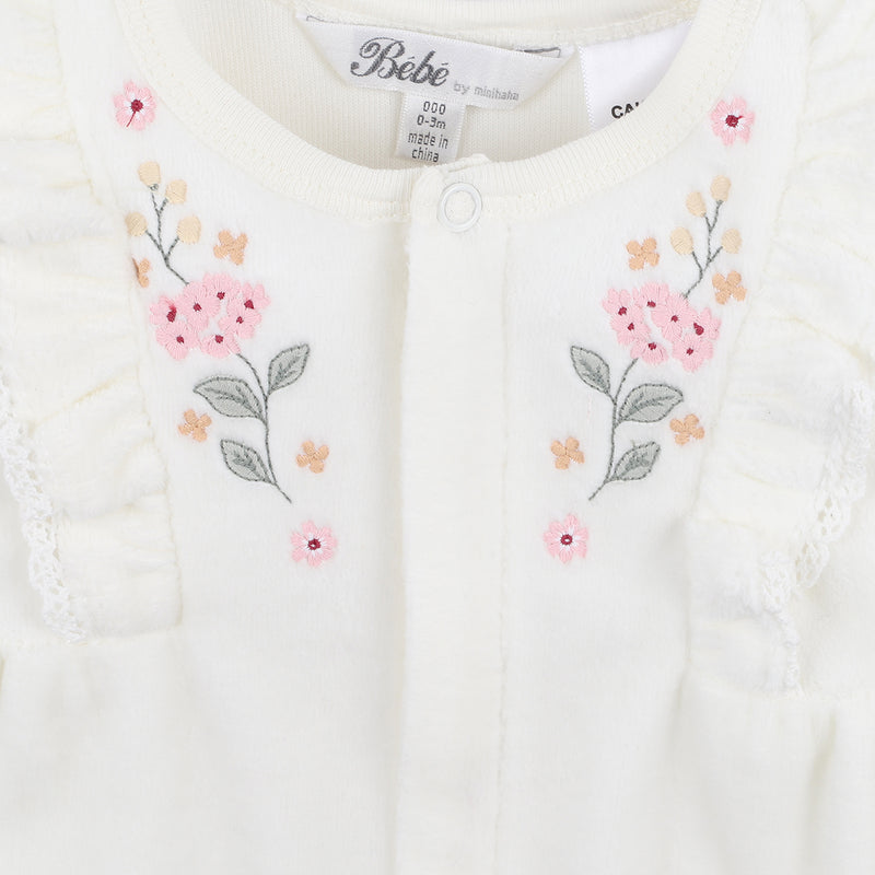 Bebe esme velour onesie in cream