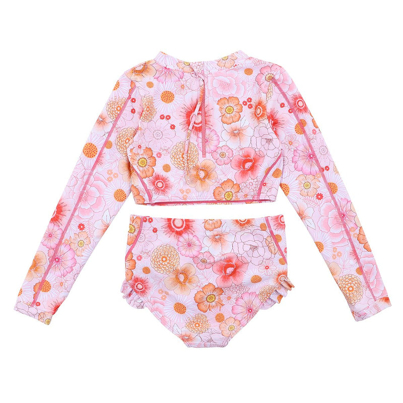 Minihaha Rae Cropped Rashie set swimsuit rae print in pink