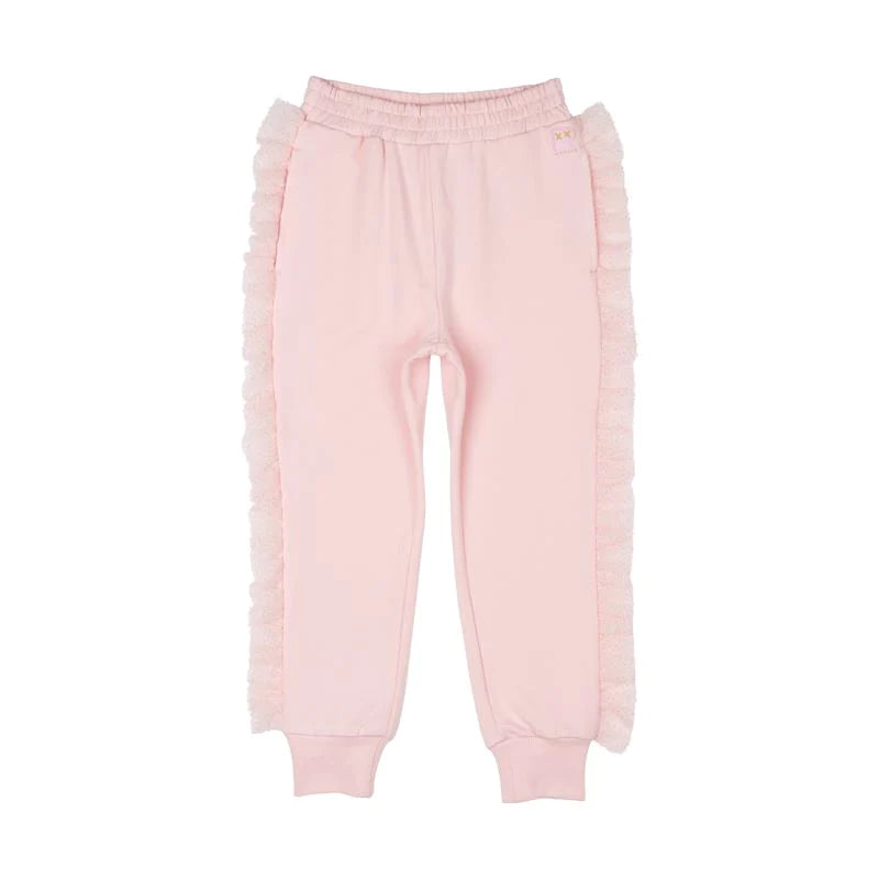 Rock Your Baby Glitter Ruffles Trackpants in Pink