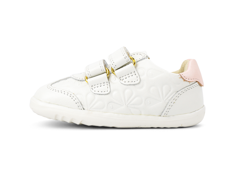 Bobux Step Up Sprite Embossed Sneaker in White and Seashell Pink