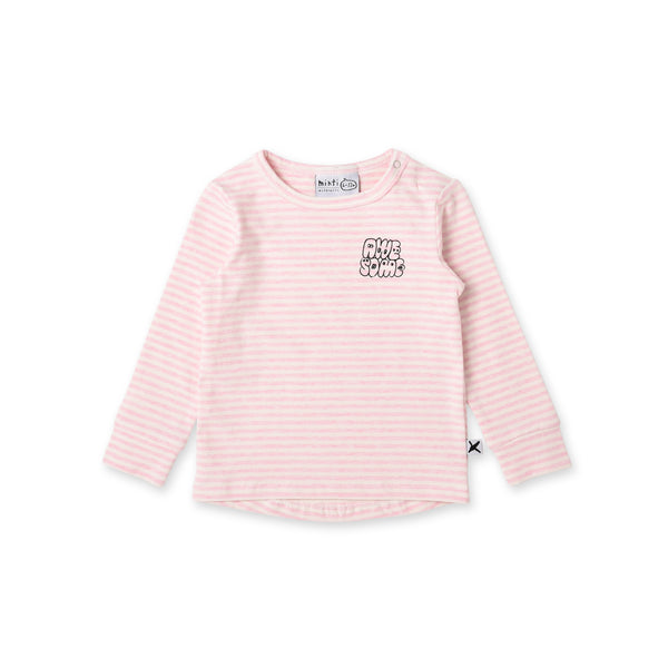 minti long sleeve awesome baby t-shirt in pink stripe cotton MNT769-W20-AW-PS