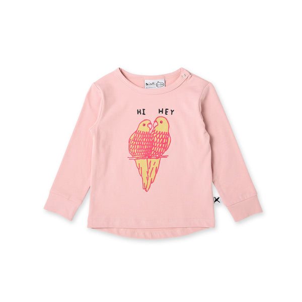 minti long sleeve hi hey parrot baby t-shirt in pink MNT769-W20-HHP-M