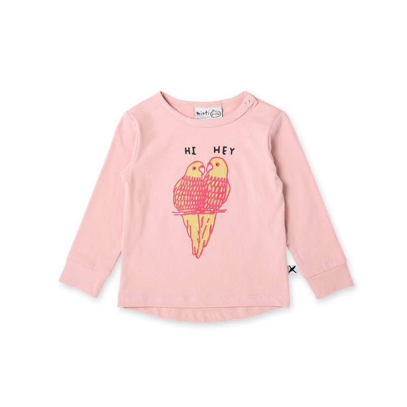minti long sleeve hi hey parrot baby t-shirt in pink MNT769-W20-HHP-M