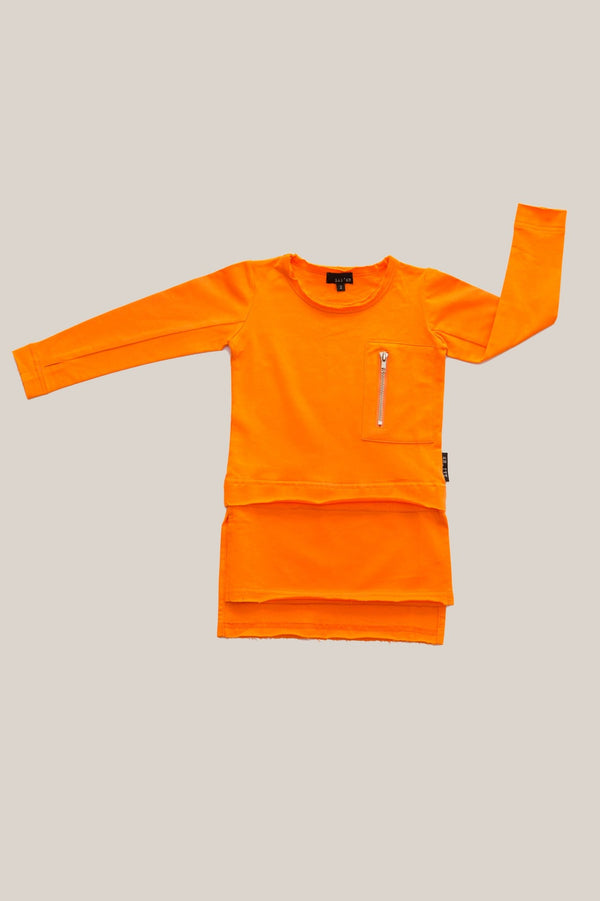 Lil Mr Zipper Conversion Long Sleeve Tee in orange